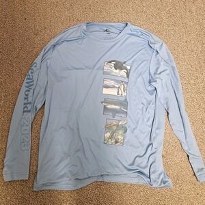 Sea World Shirt Mens 2XL Blue‎ Long-Sleeve Aquatic animals Graphic Design